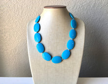 Load image into Gallery viewer, Blue Chunky Statement Necklace, Big beaded jewelry, Single Strand Statement Necklace, Bib necklace, teal turquoise bridesmaid wedding