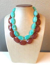 Load image into Gallery viewer, Chocolate Mint Statement Necklace, Chunky Beaded Necklace, Mint Green Jewelry, Spring Jewelry, green Necklace, mint green beaded necklace
