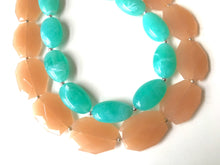 Load image into Gallery viewer, Champagne & Mint Statement Necklace, Chunky Beaded Necklace, Mint Green Jewelry, Spring Jewelry, green Necklace, mint green beaded necklace