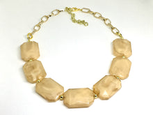 Load image into Gallery viewer, Creamy champagne Statement Necklace & Earrings, champagne jewelry, Your Choice GOLD or SILVER, champagne bib chunky necklace, brown jewelry