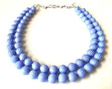 Load image into Gallery viewer, Periwinkle Statement Necklace, Double Strand Chunky Beaded Necklace, blue purple Jewelry, Spring Jewelry, blue Necklace, periwinkle beaded