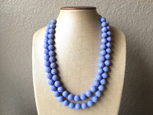 Load image into Gallery viewer, Periwinkle Statement Necklace, Double Strand Chunky Beaded Necklace, blue purple Jewelry, Spring Jewelry, blue Necklace, periwinkle beaded