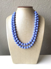 Load image into Gallery viewer, Periwinkle Statement Necklace, Double Strand Chunky Beaded Necklace, blue purple Jewelry, Spring Jewelry, blue Necklace, periwinkle beaded