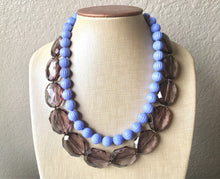 Load image into Gallery viewer, Gray & Periwinkle Statement Necklace, Chunky Beaded Necklace, Periwinkle Jewelry, light blue purple Necklace, blue gray beaded necklace