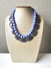 Load image into Gallery viewer, Gray & Periwinkle Statement Necklace, Chunky Beaded Necklace, Periwinkle Jewelry, light blue purple Necklace, blue gray beaded necklace