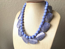 Load image into Gallery viewer, Dark Blue & Periwinkle Statement Necklace, Chunky Beaded Necklace, Periwinkle Jewelry, light blue purple Necklace, blue beaded necklace