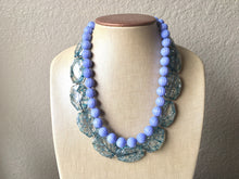 Load image into Gallery viewer, Teal & Periwinkle Statement Necklace, Chunky Beaded Necklace, Periwinkle Jewelry, light blue purple Necklace, turquoise teal beaded necklace