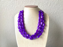 Load image into Gallery viewer, Purple Chunky Statement Necklace, purple beaded necklace, bubble jewelry, multi color jewelry, 5 strand necklace, Vintage beaded jewelry