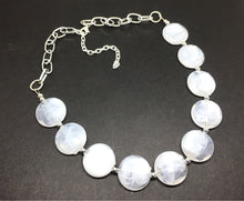Load image into Gallery viewer, White Statement Necklace & Earring set, white jewelry, Your Choice of GOLD or SILVER, white bib chunky necklace, white necklace