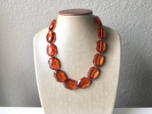 Load image into Gallery viewer, Chocolate Brown Single Strand Big Beaded Statement Necklace, brown Jewelry, coffee beaded necklace, brown bridesmaid necklace jewelry