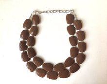 Load image into Gallery viewer, Chocolate Brown Double Strand Big Beaded Statement Necklace, brown Jewelry, coffee beaded necklace, brown bridesmaid necklace jewelry