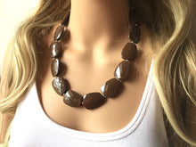 Load image into Gallery viewer, Chocolate Brown Single Strand Big Beaded Statement Necklace, brown Jewelry, coffee beaded necklace, brown bridesmaid necklace jewelry