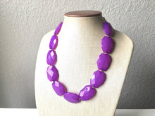 Load image into Gallery viewer, Royal Purple Single Strand Big Beaded Statement Necklace, purple Jewelry set, purple earrings, purple beaded necklace, bridesmaid necklace
