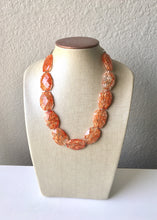 Load image into Gallery viewer, Orange Single Strand Big Beaded Statement Necklace, orange Jewelry, orange beaded necklace, orange bridesmaid necklace jewelry