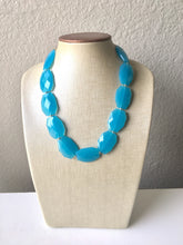 Load image into Gallery viewer, Single Strand Light Blue Big Beaded Statement Necklace, blue Jewelry set, blue beaded necklace, blue beaded necklace, bridesmaid necklace
