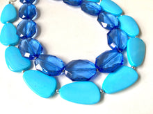 Load image into Gallery viewer, Royal Blue & Turquoise Necklace, double strand jewelry, big beaded chunky statement necklace, blue necklace, turquoise jewelry, blue jewelry