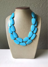 Load image into Gallery viewer, Turquoise Big Beaded Statement Necklace, beaded jewelry, blue jewelry, teal beaded necklace, turquoise jewelry, blue necklace, chunky beaded