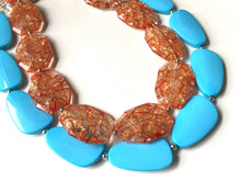 Load image into Gallery viewer, Orange & Turquoise Necklace, double strand jewelry, big beaded chunky statement necklace, blue necklace, turquoise jewelry, orange jewelry
