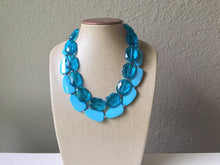 Load image into Gallery viewer, Teal & Turquoise Necklace, double strand jewelry, big beaded chunky statement necklace, blue necklace, turquoise jewelry, teal jewelry