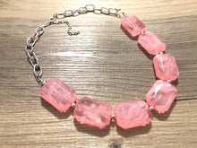 Load image into Gallery viewer, Creamy cotton candy pink Statement Necklace & Earrings, pink jewelry, Your Choice GOLD or SILVER, pink bib chunky necklace