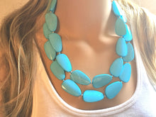 Load image into Gallery viewer, Turquoise Big Beaded Statement Necklace, beaded jewelry, blue jewelry, teal beaded necklace, turquoise jewelry, blue necklace, chunky beaded