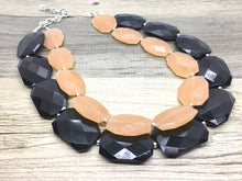 Load image into Gallery viewer, Black & champagne Necklace, multi strand jewelry, big beaded chunky statement necklace, black necklace, bridesmaid necklace, bib necklace,