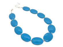 Load image into Gallery viewer, Blue Chunky Statement Necklace, Big beaded jewelry, Single Strand Statement Necklace, Bib necklace, teal turquoise bridesmaid wedding