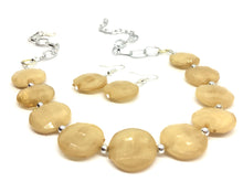 Load image into Gallery viewer, Champagne Statement Necklace & Earring set, champagne jewelry, Your Choice of GOLD or SILVER, champagne bib chunky necklace, brown faceted