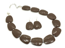 Load image into Gallery viewer, Chocolate Brown Single Strand Big Beaded Statement Necklace, brown Jewelry, coffee beaded necklace, brown bridesmaid necklace jewelry