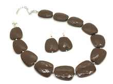 Load image into Gallery viewer, Chocolate Brown Single Strand Big Beaded Statement Necklace, brown Jewelry, coffee beaded necklace, brown bridesmaid necklace jewelry