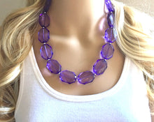 Load image into Gallery viewer, Light Purple Single Strand Big Beaded Statement Necklace, purple Jewelry set, purple earrings, purple beaded necklace, bridesmaid necklace