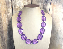 Load image into Gallery viewer, Light Purple Single Strand Big Beaded Statement Necklace, purple Jewelry set, purple earrings, purple beaded necklace, bridesmaid necklace