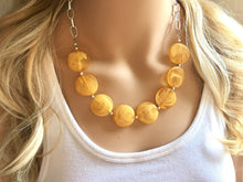 Load image into Gallery viewer, Pumpkin Halloween Orange Statement Necklace & earring set, orange jewelry, Your Choice GOLD or SILVER, orange bib chunky necklace, bright