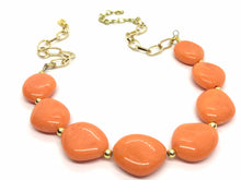 Load image into Gallery viewer, Creamy Orange Statement Necklace & Earring set, orange jewelry, Your Choice of GOLD or SILVER, orange bib chunky necklace, orange jewelry