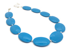 Load image into Gallery viewer, Blue Chunky Statement Necklace, Big beaded jewelry, Single Strand Statement Necklace, Bib necklace, teal turquoise bridesmaid wedding