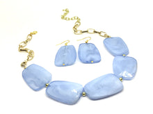 Load image into Gallery viewer, Periwinkle Statement Necklace & Earrings, purple jewelry, Your Choice of GOLD or SILVER, blue bib chunky necklace, lavender necklace purple