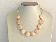 Load image into Gallery viewer, Champagne Statement Necklace & Earring set, champagne jewelry, Your Choice of GOLD or SILVER, champagne bib chunky necklace, brown faceted