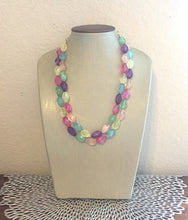 Load image into Gallery viewer, Double Pastel Rainbow Beaded Necklace, Colorful Jewelry, Chunky statement necklace, rainbow jewelry, rainbow baby confetti mint pink