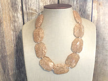 Load image into Gallery viewer, Champagne Crackle beaded statement necklace, single strand necklace, champagne jewelry, big bead jewelry, tan necklace, brown jewelry