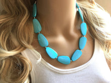 Load image into Gallery viewer, Single Strand Light Blue Big Beaded Statement Necklace, blue Jewelry set, blue beaded necklace, blue beaded necklace, bridesmaid necklace