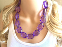 Load image into Gallery viewer, Light Purple Single Strand Big Beaded Statement Necklace, purple Jewelry set, purple earrings, purple beaded necklace, bridesmaid necklace