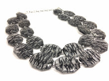 Load image into Gallery viewer, Black & clear Lace Bead Necklace, multi Strand Statement Jewelry, black Chunky bib, bridesmaid necklace, beaded jewelry