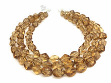 Load image into Gallery viewer, Chocolate Brown Chunky Statement Necklace, Big beaded jewelry, triple Strand Statement Necklace Bib necklace, brown bridesmaid wedding