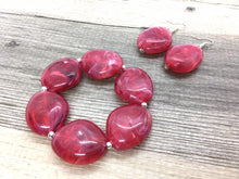 Load image into Gallery viewer, Fiesta red Chunky Statement Necklace, Big beaded jewelry, Double Strand Statement Necklace, Bib necklace, red bridesmaid wedding, praline