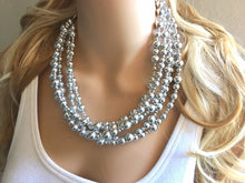 Load image into Gallery viewer, Christmas Necklace, mirror silver and BLING! Holiday Jewelry, Christmas Jewelry, silver Jewelry, Christmas Gift Christmas Present metallic