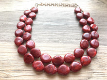 Load image into Gallery viewer, Red Statement jewelry set, Chunky Beaded Necklace, red Jewelry, red Necklace, red beaded necklace, red earrings, red bracelet, dress