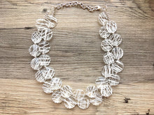 Load image into Gallery viewer, White & Resin Statement jewelry set, Chunky Beaded Necklace, white Jewelry, white Necklace, white beaded necklace, white and silver necklace