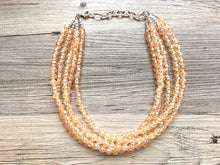 Load image into Gallery viewer, Champagne crystal Necklace, multi strand jewelry, big beaded chunky statement necklace, caramel necklace, bridesmaid necklace, bib necklace