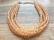 Load image into Gallery viewer, Champagne crystal Necklace, multi strand jewelry, big beaded chunky statement necklace, caramel necklace, bridesmaid necklace, bib necklace