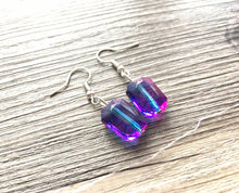 Load image into Gallery viewer, Blue Purple Chunky Statement Necklace and earrings Set, Beaded purple Jewelry, chunky purple bib necklace, purple earrings blue earrings